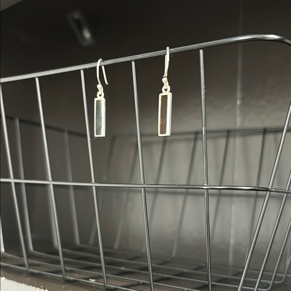 Silver Rectangular Drop Earrings